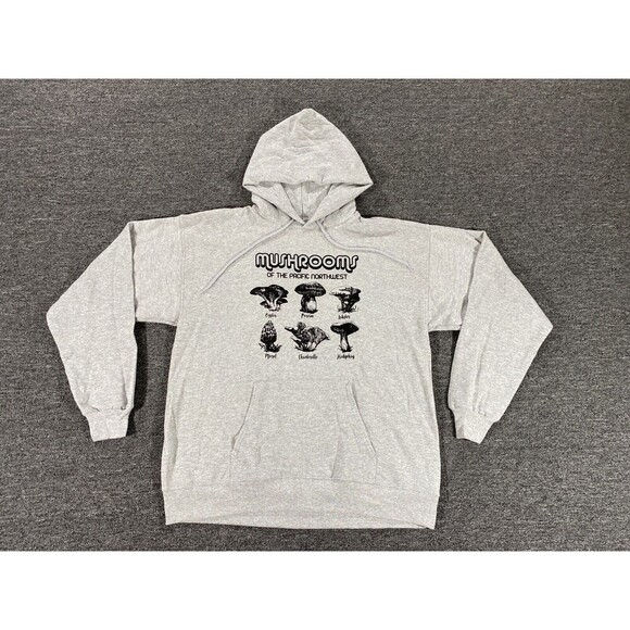 Hanes Other - Hanes Mushroom Sweater Mens Large Gray Pullover Hoodie Long Sleeve Fleece Jacket
